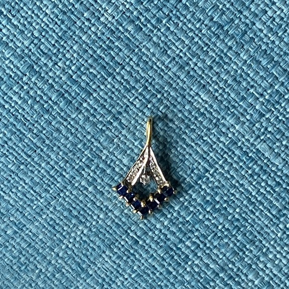 Genuine Sapphires and Diamonds 14k Gold Pendant - Picture 10 of 17